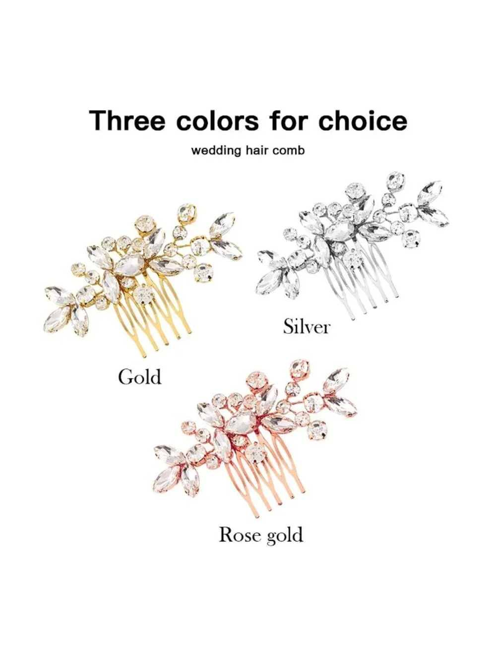 Women's Gold Crystal Rhinestone Bridal Hair Clip Wedding Headpiece